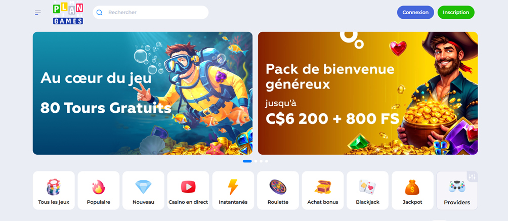 PlanGames casino screen