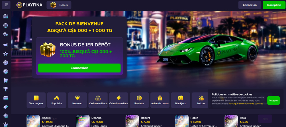 Playfina bonus casino